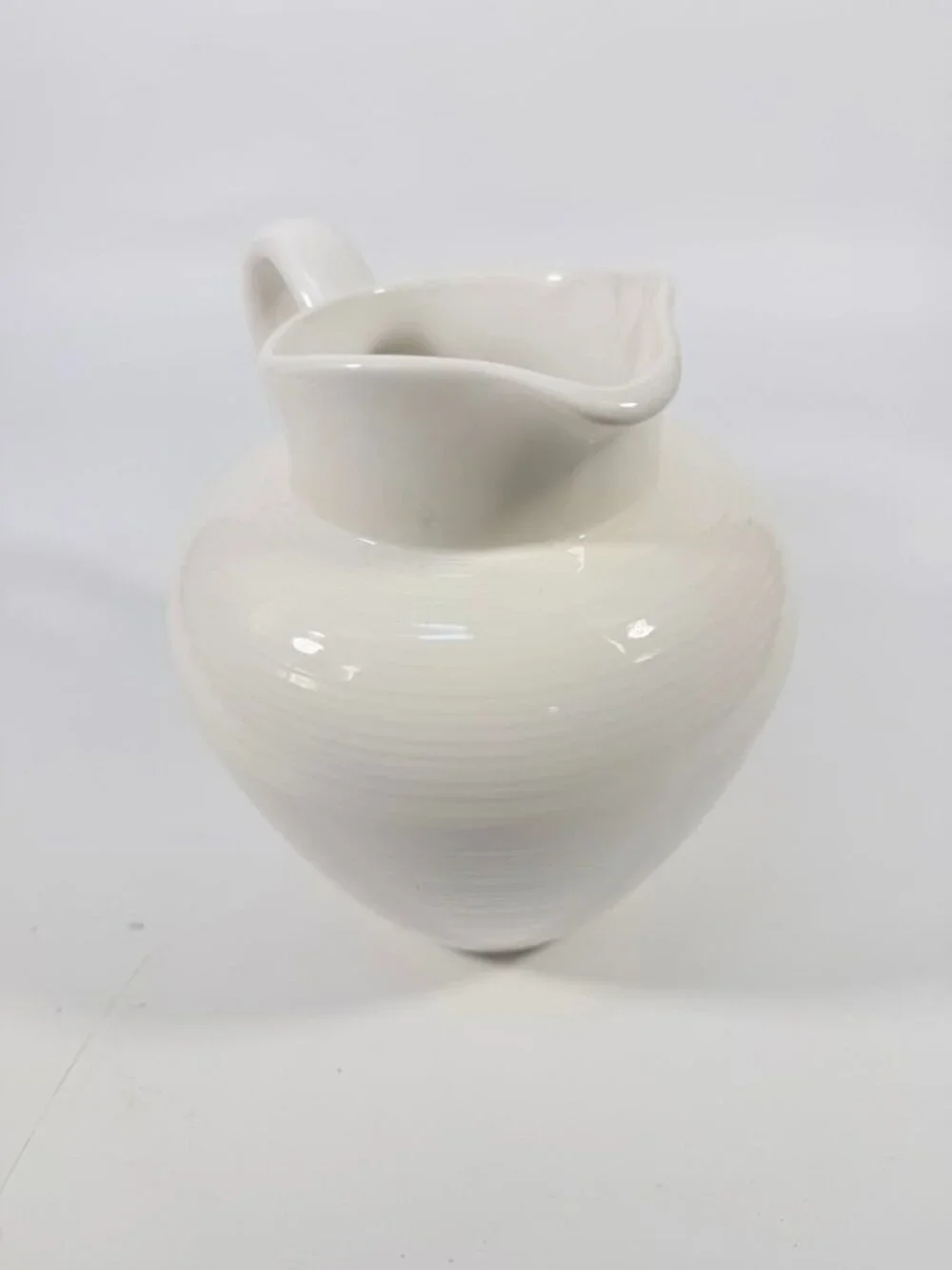 Ironstone Ceramic Pitcher White Ribbed Beehive Fapor Portugal Textured Stoneware - Picture 13 of 16
